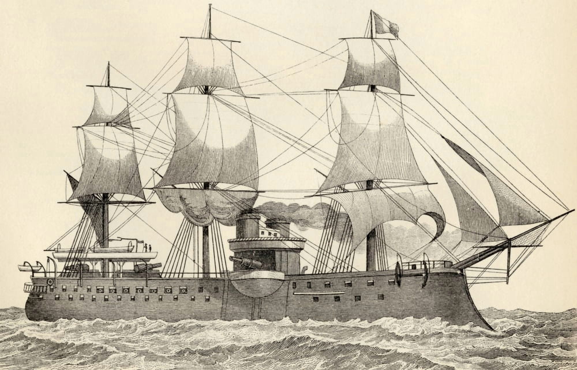 Amiral Duperre 11100 Ton Battleship Of French Navy Launched 1879 From The National Encyclopaedia Published By William Mackenzie London Late 19Th Century Canvas Art - Ken Welsh Design Pics (36 x 22)