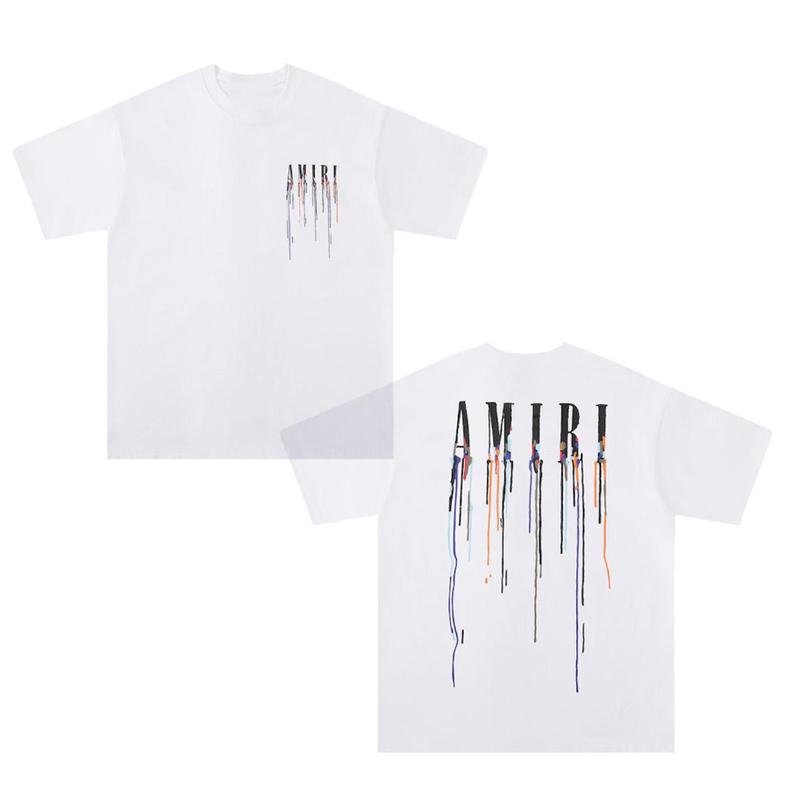 Amiri Drip Paint Short Sleeves . White Unisex Comfort Tee T Shirt