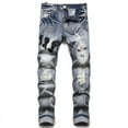 Amiri jeans men's straight slim fit patchwork jeans comfort skinny