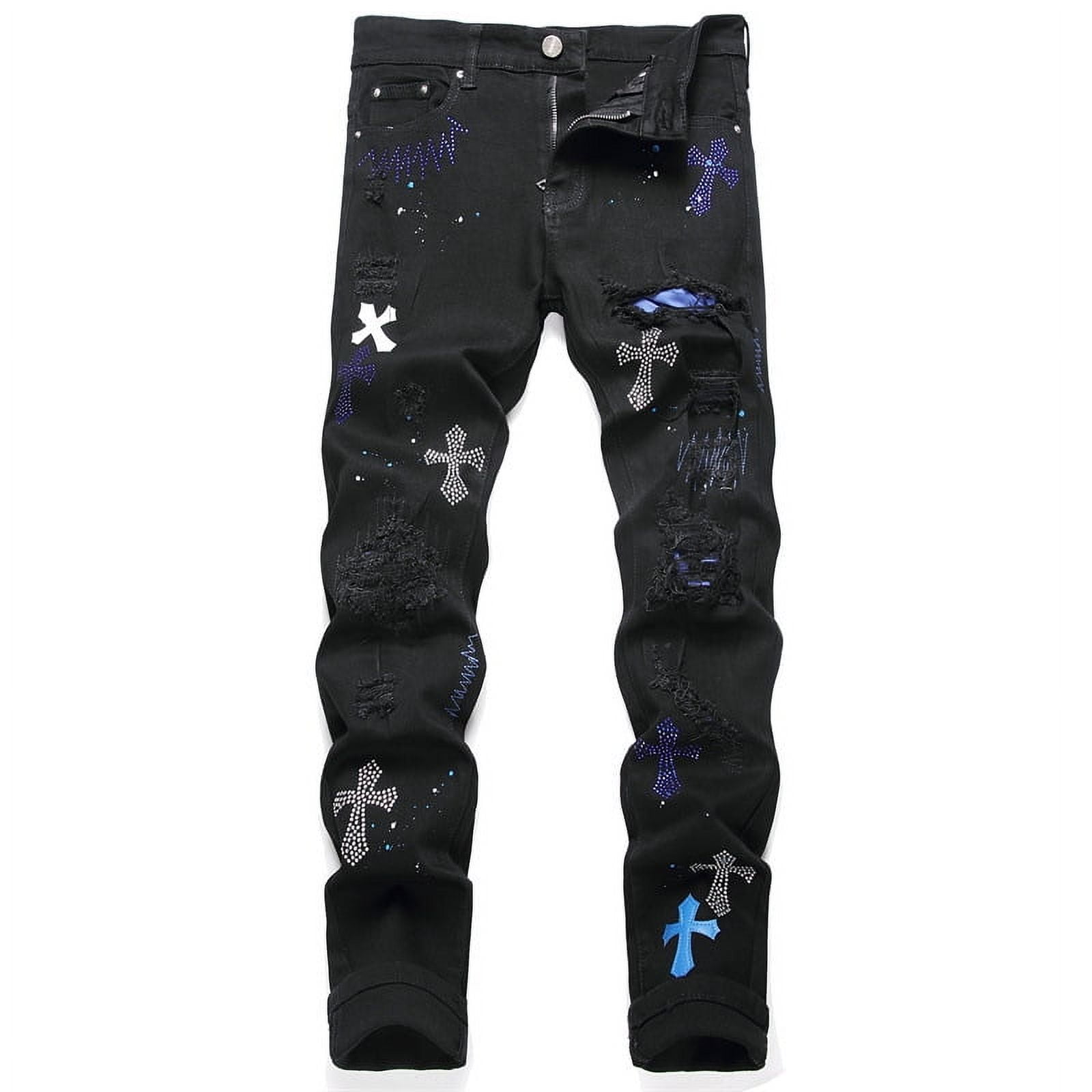 Amiri men's jeans casual comfort ripped holes denimjean Amiri men's jeans casual comfort ripped holes denimjean