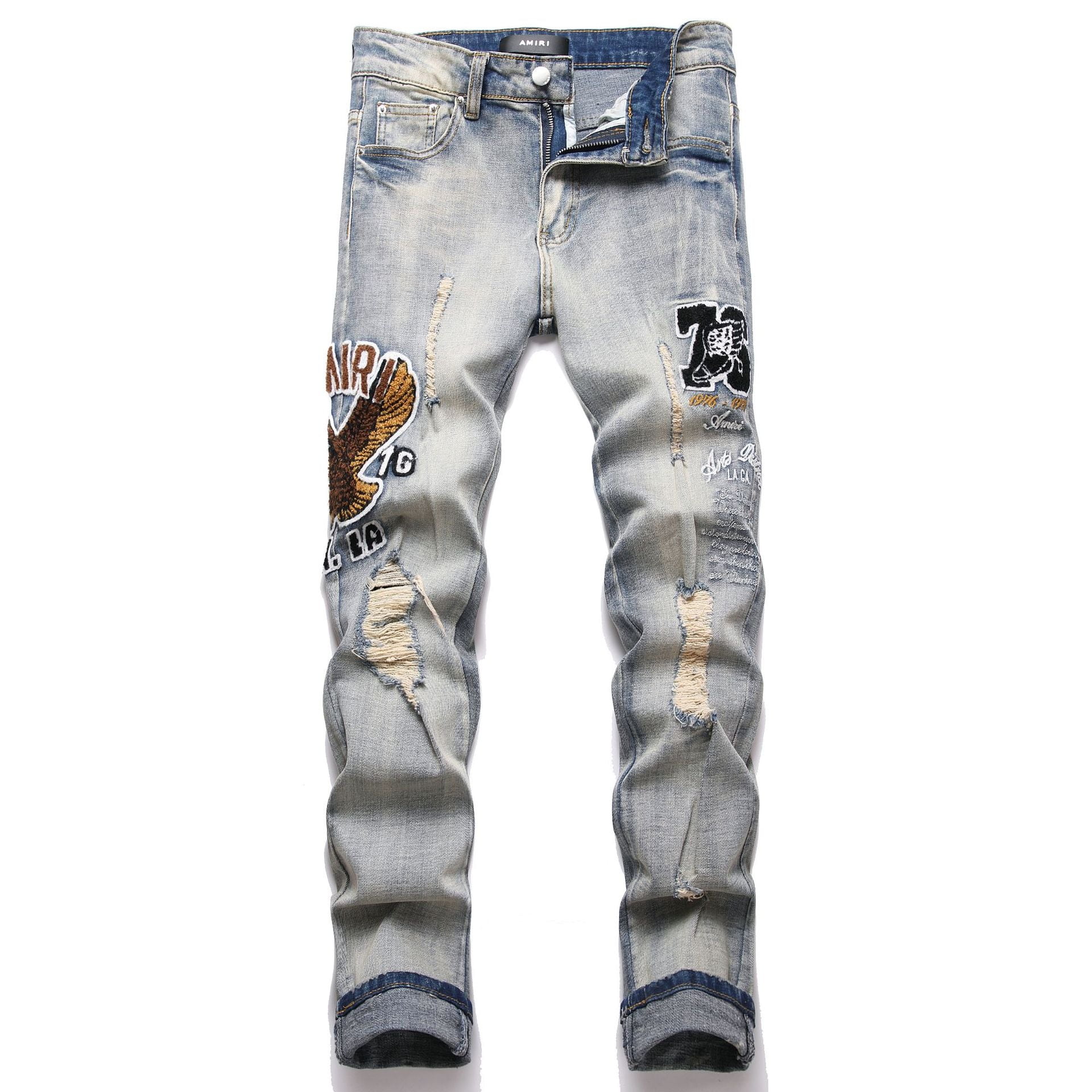 Amiri men's jeans casual comfort ripped holes denimjean fashionable  straight skinny denim pants - Walmart.com