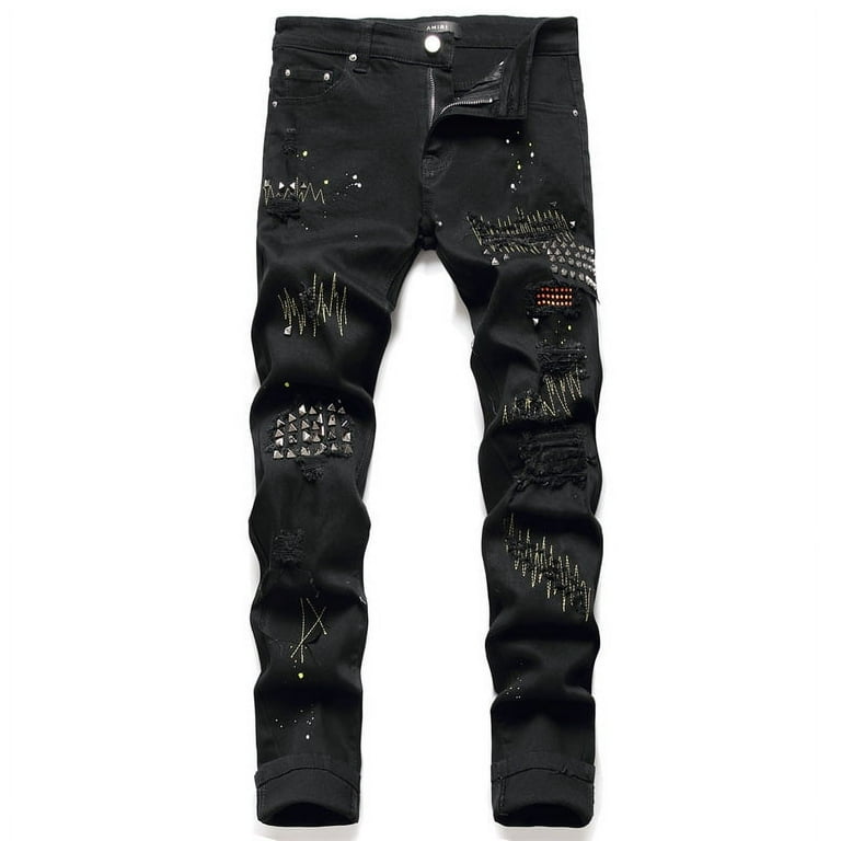 Amiri men's jeans casual comfort ripped holes denimjean Amiri men's jeans casual comfort ripped holes denimjean