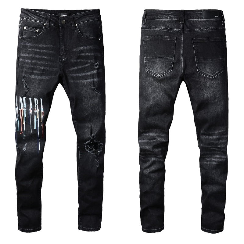 Amiris Jeans Casual Comfort Holes Fashionable Straight Skinny Slim Fit