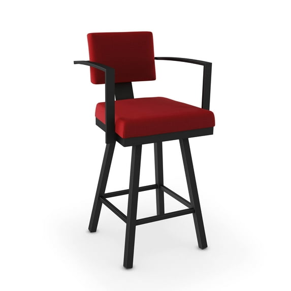 Amisco Akers 26 In. Swivel Counter Stool - Red Polyester / Black Metal