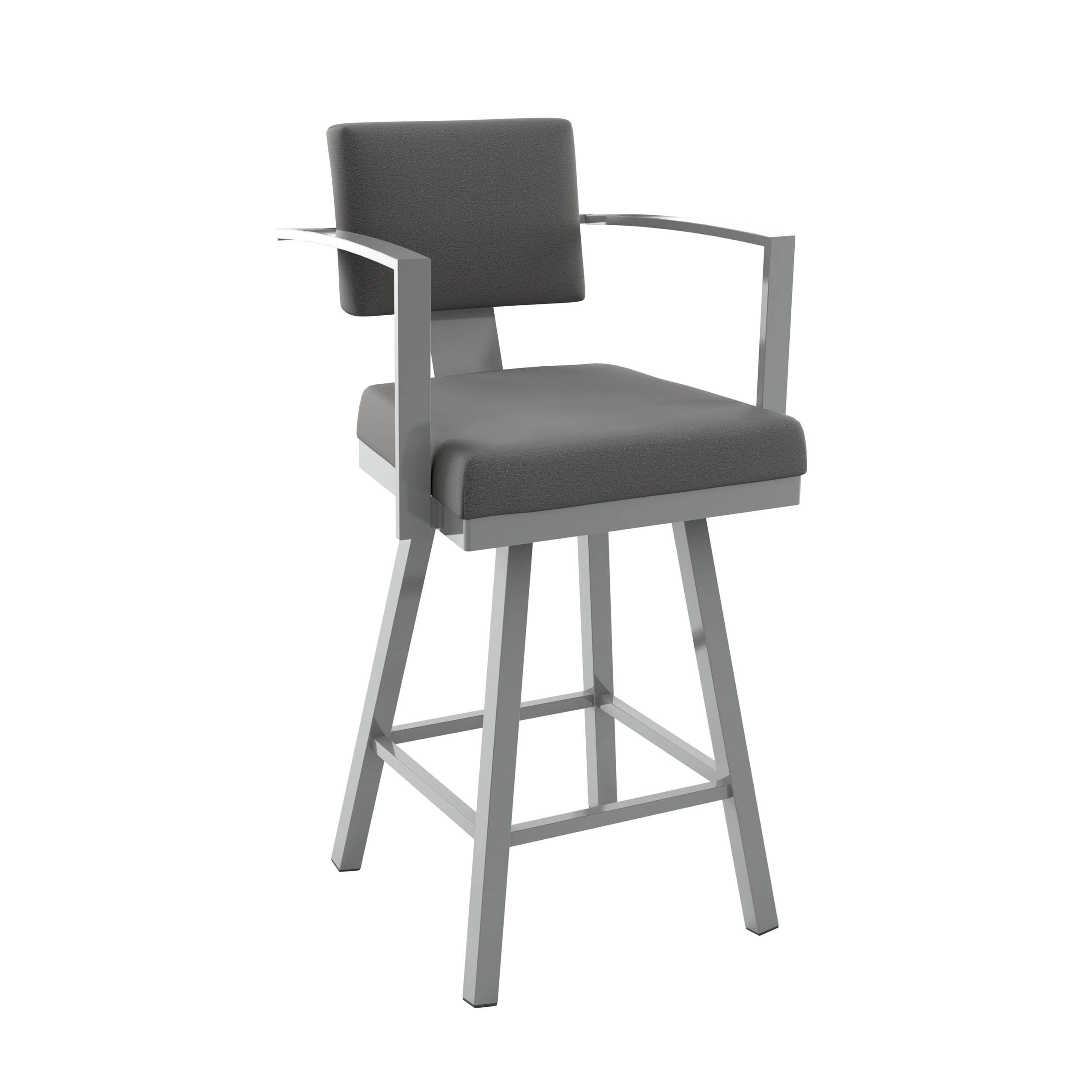 Amisco Akers 30 In. Swivel Bar Stool - Grey Polyester / Metallic Grey ...