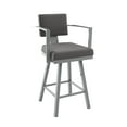 thumbnail image 1 of Amisco Akers 30 In. Swivel Bar Stool - Grey Polyester / Metallic Grey Metal, 1 of 6