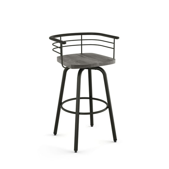Amisco Brisk 26 In. Swivel Counter Stool - Grey Distressed Wood / Dark Grey Metal
