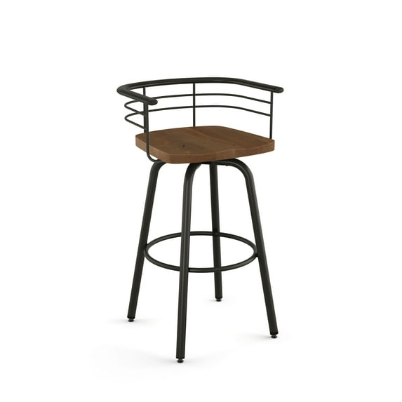 Amisco Brisk 26 In. Swivel Counter Stool - Light Brown Distressed Wood / Dark Grey Metal