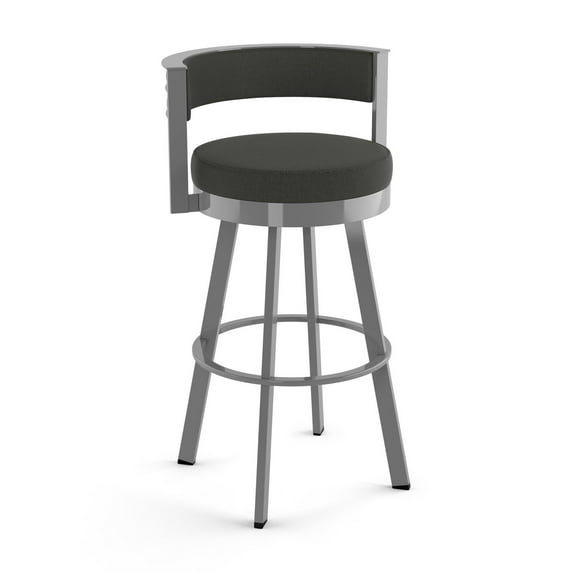 Amisco Browser 26 In. Swivel Counter Stool - Charcoal Grey Polyester / Metallic Grey Metal