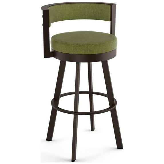 Amisco Browser 26 In. Swivel Counter Stool - Green Polyester / Dark Brown Metal