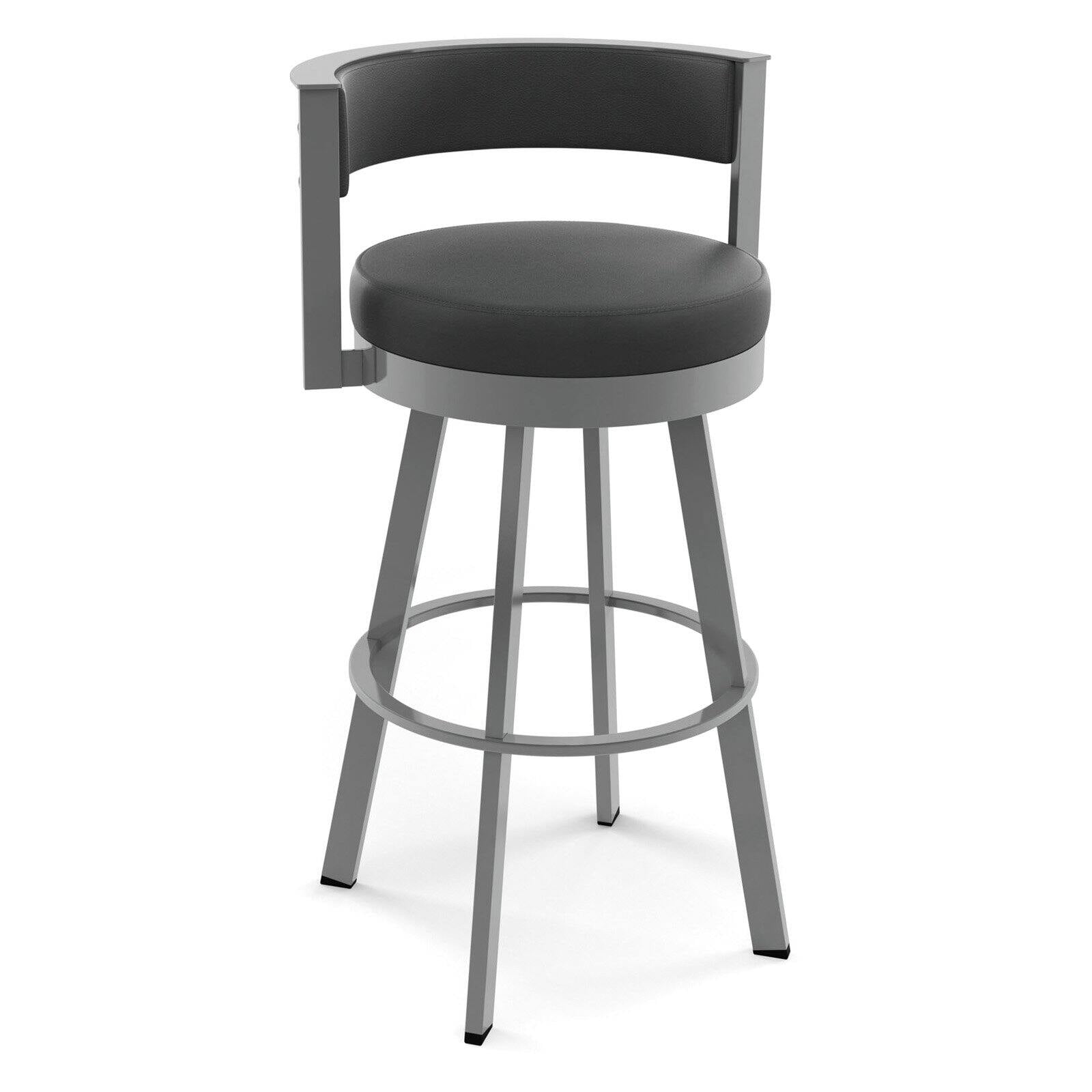 Black Faux Leather and Metal Swivel Bar Stool