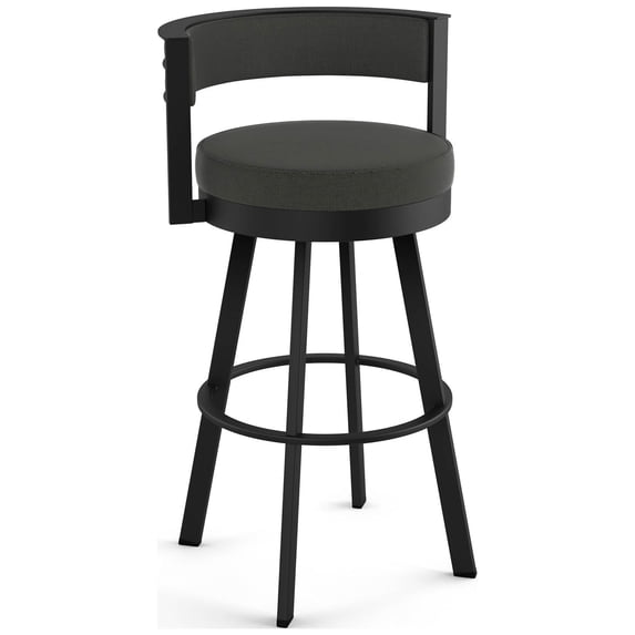 Amisco Browser 30 In. Swivel Bar Stool - Charcoal Grey Polyester / Black Metal