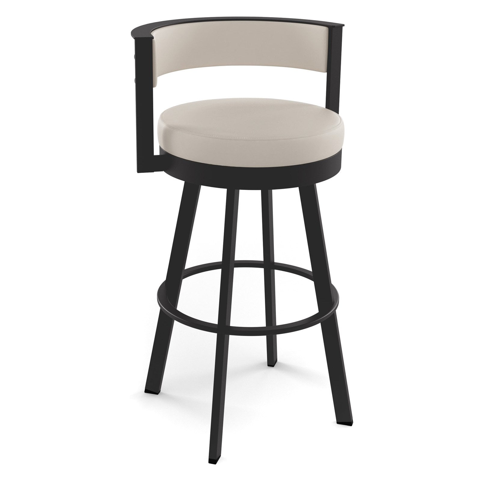 32'' Beige Faux Leather Swivel Bar Stool with Metal Base