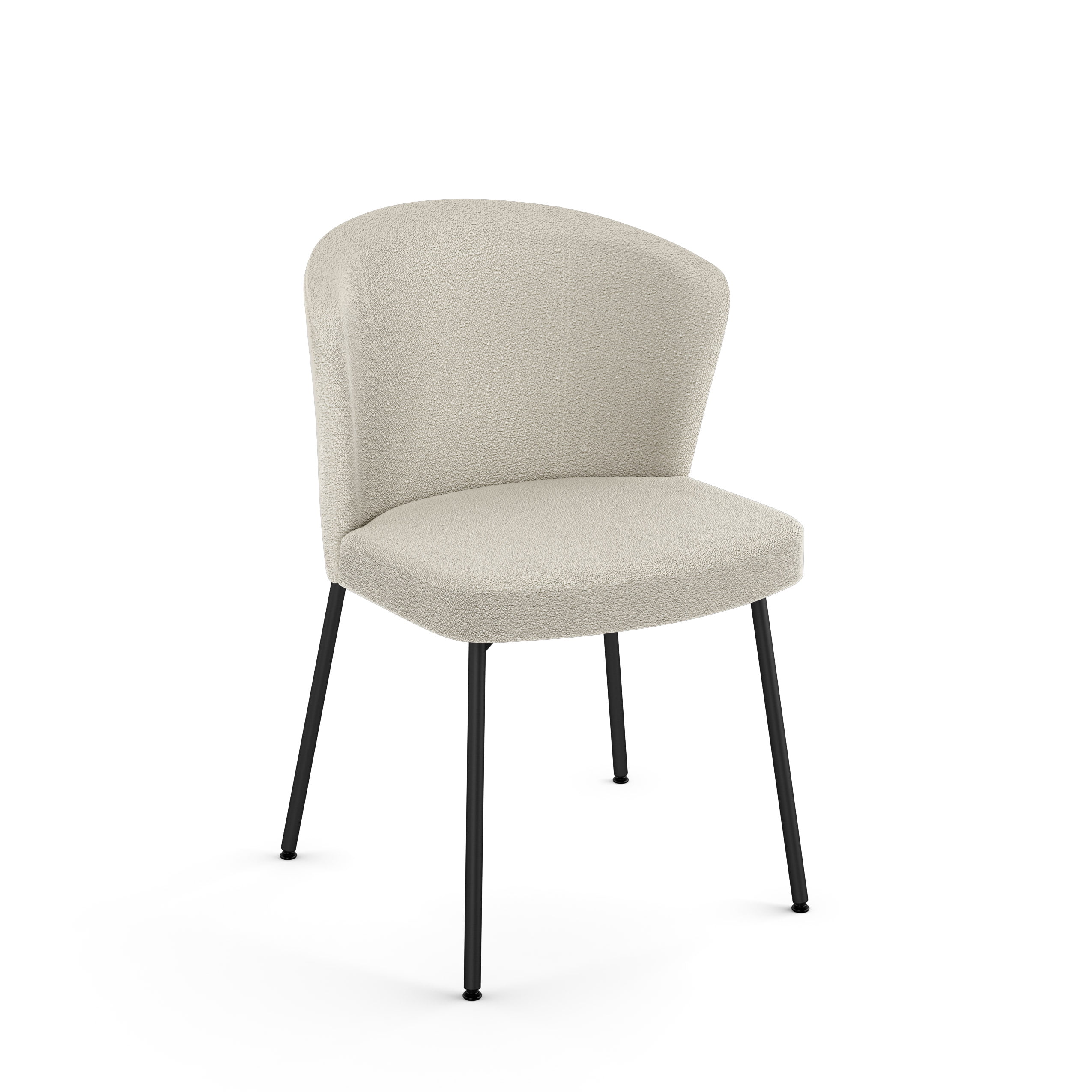 Cream Bouclé Upholstered Parsons Side Chair with Black Metal Legs