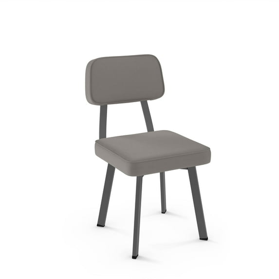Amisco Clarkson Dining Chair - Taupe Grey Faux Leather / Dark Grey Metal