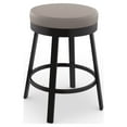 thumbnail image 1 of Amisco Clock 26 In. Swivel Counter Stool - Taupe Grey Faux Leather / Dark Brown Metal, 1 of 6