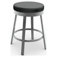 thumbnail image 1 of Amisco Clock 30 In. Swivel Bar Stool - Black Faux Leather / Metallic Grey Metal, 1 of 6
