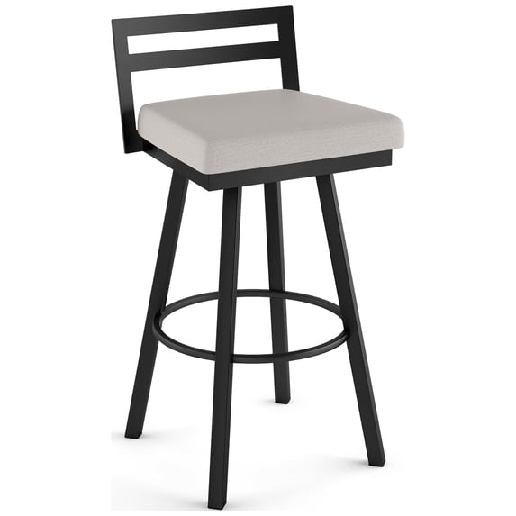 Amisco Derek 30 In. Swivel Bar Stool - Light Grey Polyester / Black Metal