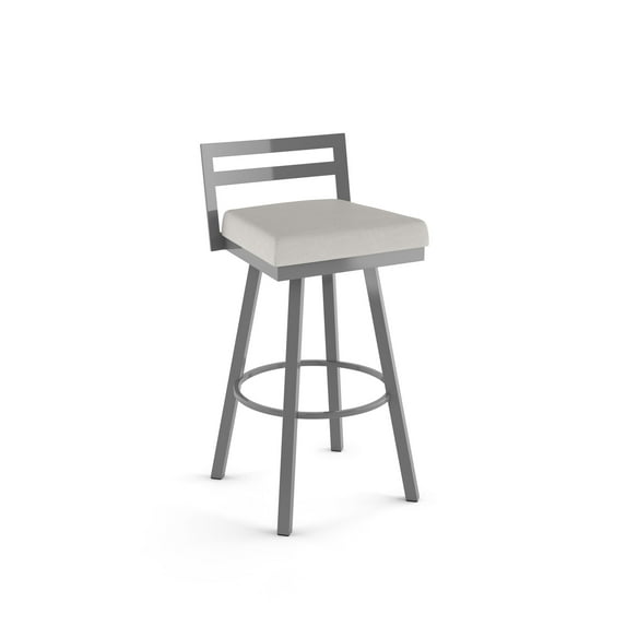 Amisco Derek 30 In. Swivel Bar Stool - Light Grey Polyurethane / Metallic Grey Metal