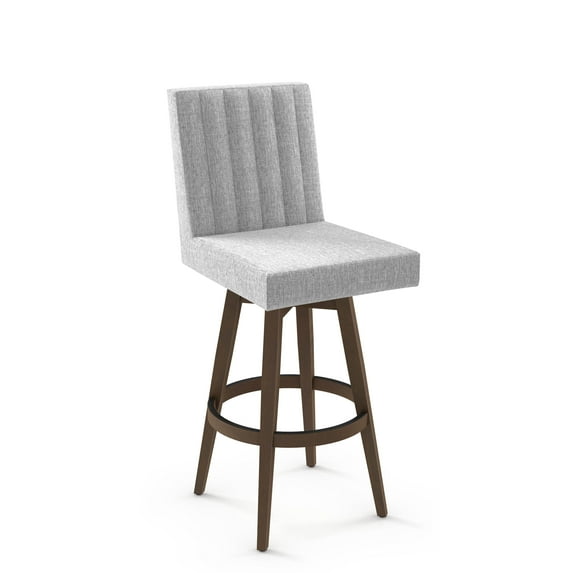 Amisco Dustin 26 In. Swivel Counter Stool - Grey White Polyester / Brown Wood
