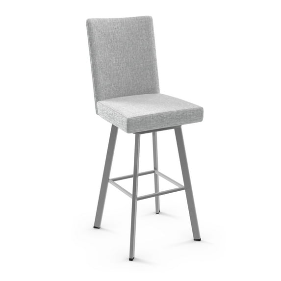 Amisco Elmira 26 In. Swivel Counter Stool - Grey White Polyester / Metallic Grey Metal