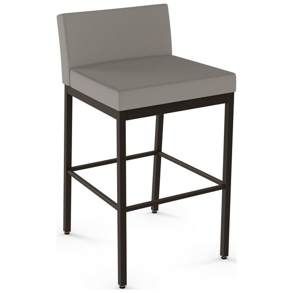 Amisco Fairfield Plus 26 In. Counter Stool - Taupe Grey Faux Leather / Dark Brown Metal
