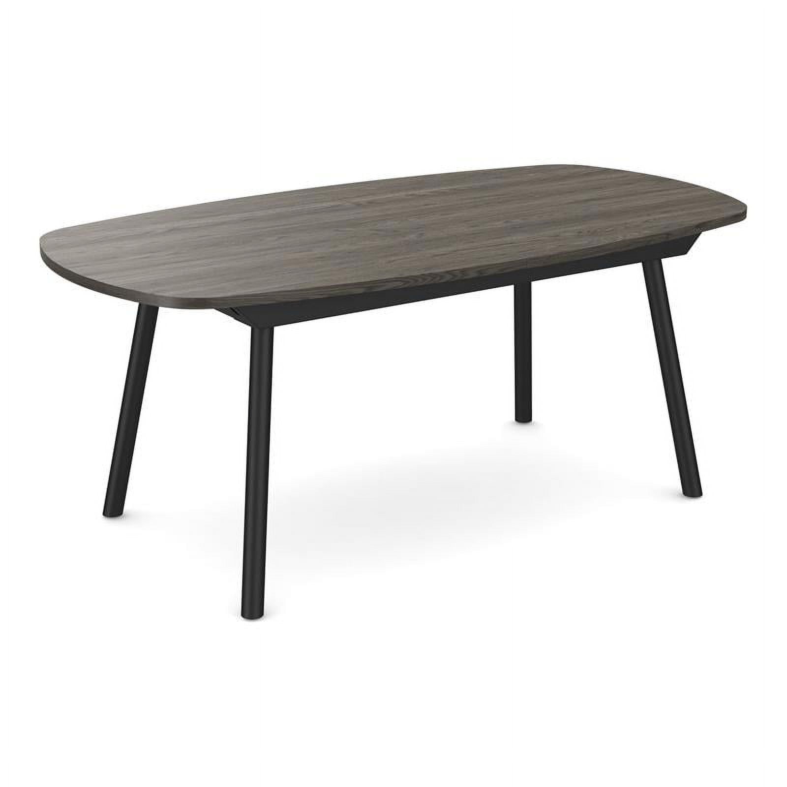 Amisco Gibson Wood Dining Table in Medium Gray Veneer/Black Metal