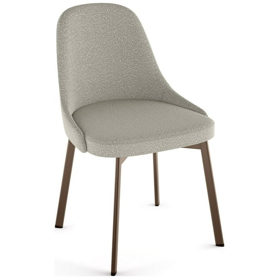 Amisco Harper Dining Chair - Light Beige & Grey Bouclé Polyester / Bronze Metal