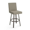 thumbnail image 1 of Amisco Hartman 30 In. Swivel Bar Stool - Beige & Brown Woven Polyester / Dark Brown Metal, 1 of 9