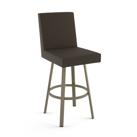 Amisco Hartman 30 In. Swivel Bar Stool - Dark Brown Grey Polyester / Grey Metal