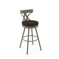 thumbnail image 1 of Amisco  Mapleton Swivel Counter and Bar Stool Dark Brown Grey Polyester / Matt Light Grey Metal 26" Counter Height Polyester Counter height Polyester, 1 of 5