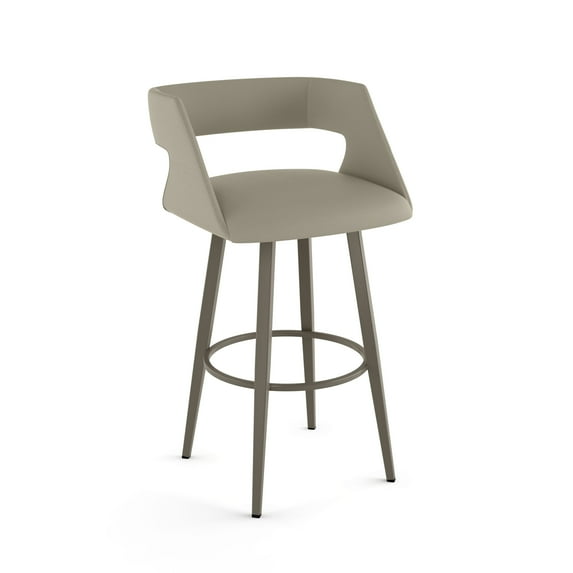 Amisco Marvin 26 In. Swivel Counter Stool - Greige Faux Leather / Grey Metal
