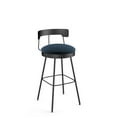 thumbnail image 1 of Amisco Monza 26 In. Swivel Counter Stool - Dark Blue Velvet / Black Metal, 1 of 7