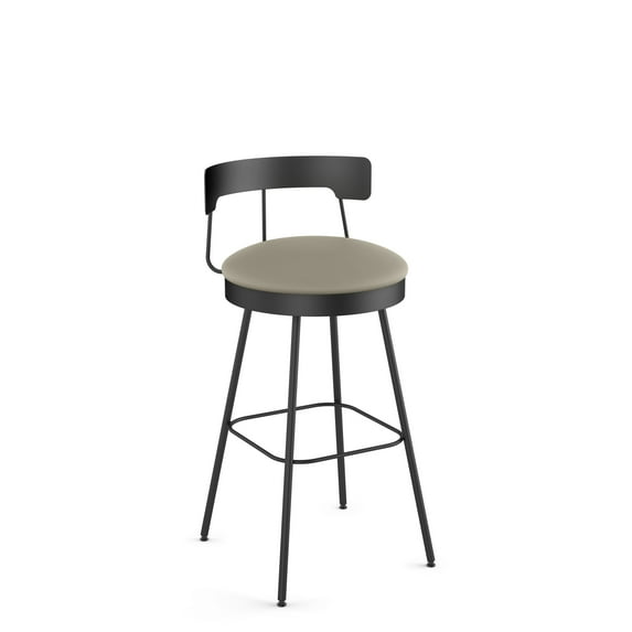 Amisco Monza 26 In. Swivel Counter Stool - Greige Faux Leather / Black Metal