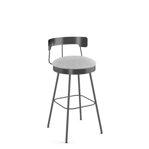 Amisco Monza 30 In. Swivel Bar Stool - Grey White Polyester / Dark Grey Metal