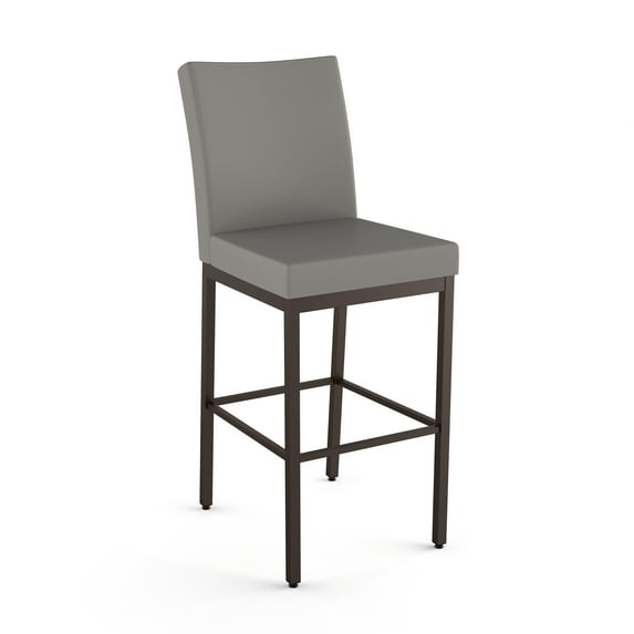 Amisco Perry 26 In. Counter Stool - Taupe Grey Faux Leather / Dark Brown Metal