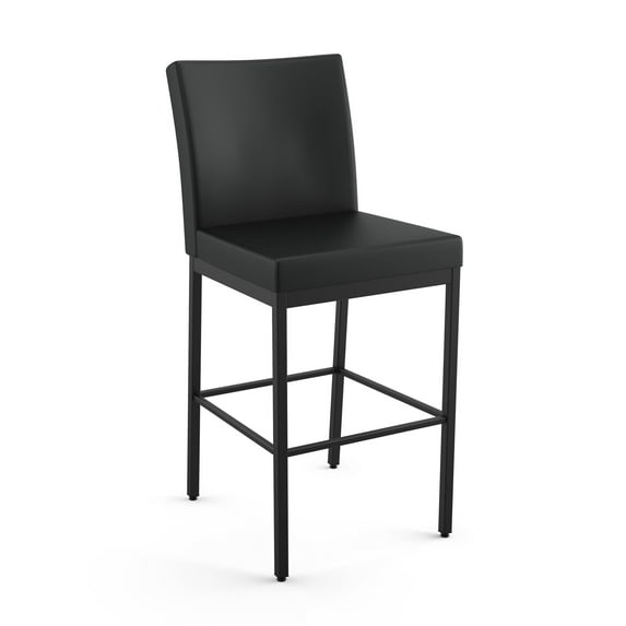 Amisco Perry Plus 26 In. Counter Stool - Black Faux Leather / Black Metal