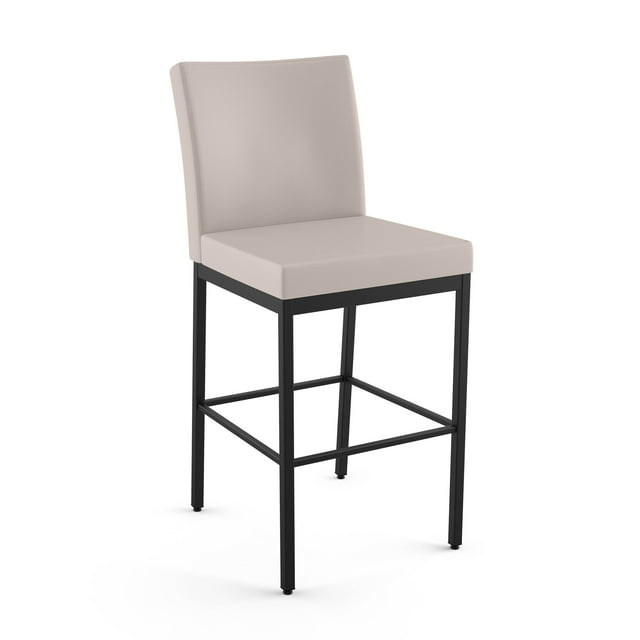 Amisco Perry Plus 30 In. Bar Stool - Cream Faux Leather / Black Metal