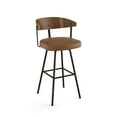 thumbnail image 1 of Amisco Quinton 26 In. Counter Stool - Tan Faux Leather / Dark Brown Metal / Light Brown Wood, 1 of 10