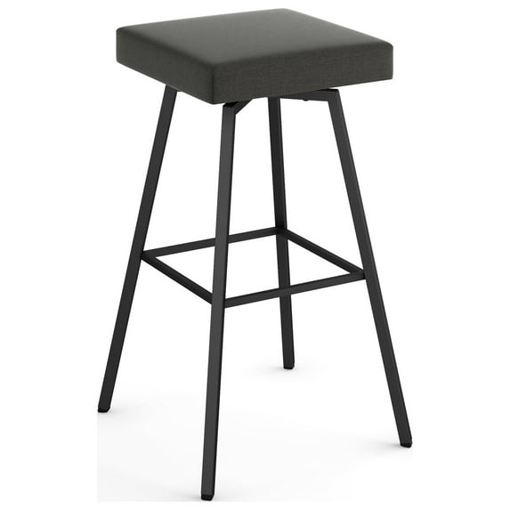 Amisco Robin 26 In. Swivel Counter Stool - Charcoal Grey Polyester / Black Metal