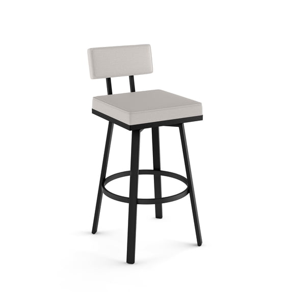 Amisco Staten 26 In. Swivel Counter Stool - Light Grey Polyester / Black Metal