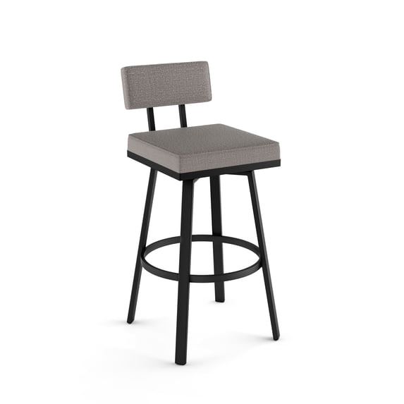 Amisco Staten 30 In. Swivel Bar Stool - Silver Grey Polyester / Black Metal