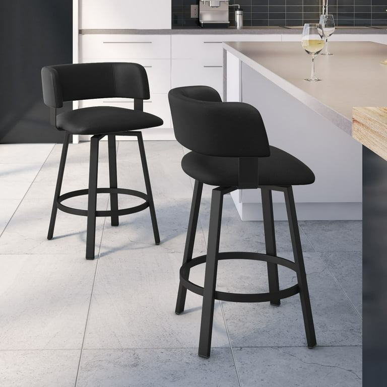 Amisco Stinson 30 Swivel Bar Stool Black Faux Leather