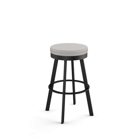 Amisco Swice 26 In. Swivel Counter Stool - Light Grey Polyester / Black Metal