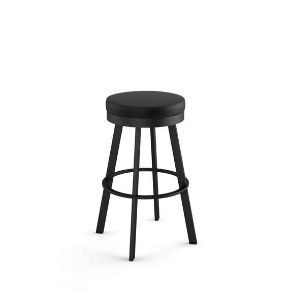 Amisco Swice 30 In. Swivel Bar Stool - Black Faux Leather / Black Metal