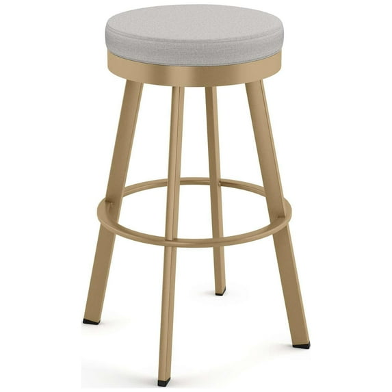 Amisco Swice 30 In. Swivel Bar Stool - Light Grey Polyester / Golden Metal