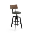 thumbnail image 1 of Amisco Symmetry Adjustable Stool - Grey Faux Leather / Black Metal / Brown Wood, 1 of 10