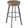 thumbnail image 1 of Amisco Warner 30 In. Swivel Bar Stool - Beige Distressed Wood / Metallic Grey Metal, 1 of 2