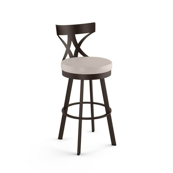 Amisco Washington 26 In. Swivel Counter Stool - Cream Faux Leather / Dark Brown Metal