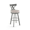 thumbnail image 1 of Amisco Washington 26 In. Swivel Counter Stool - Cream Faux Leather / Glossy Grey Metal, 1 of 9